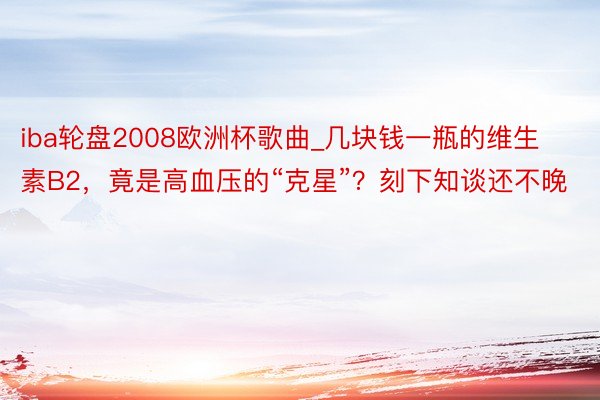 iba轮盘2008欧洲杯歌曲_几块钱一瓶的维生素B2，竟是高血压的“克星”？刻下知谈还不晚