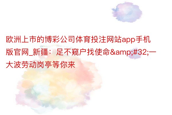 欧洲上市的博彩公司体育投注网站app手机版官网_新疆：足不窥户找使命&#32;一大波劳动岗亭等你来